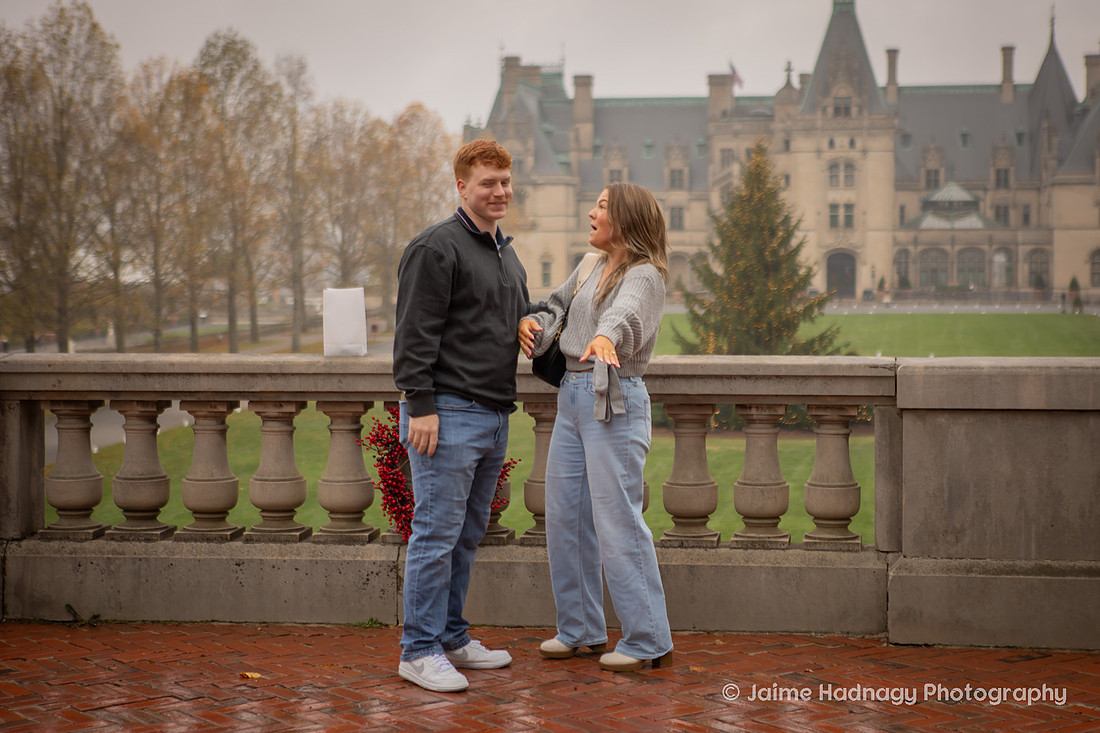 Surprise Proposal at the Biltmore Estate on a rainy day | Asheville Engagement Photographer