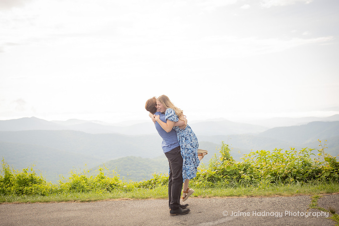 Engagement Photos at an Overlook on the Blue Ridge Parkway | Asheville Photographer