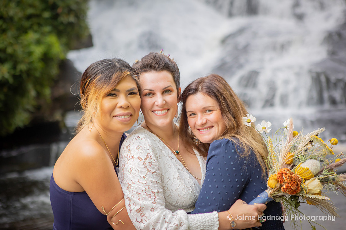 Wedding Day Bridal Portraits at Triple Falls in Brevard NC | Asheville Elopement Photographer