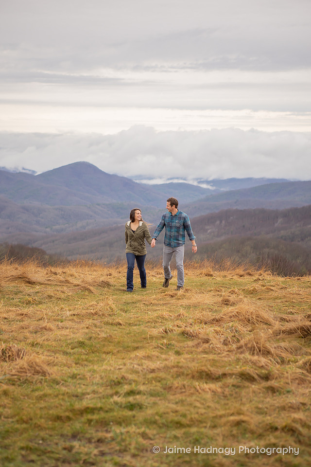 Hiking Engagement Session Asheville Photographer Max Patch