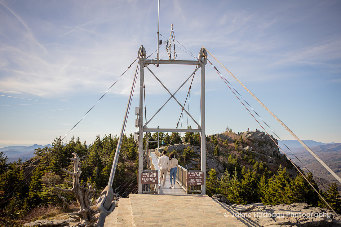 Engagement Set up at Mile High Swinging Bridge in Grandfather Mountian | Asheville Proposal Photographer 