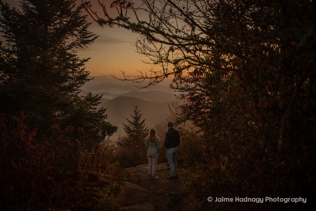 Sunrise Hiking Proposal | WNC Engagement Photographer