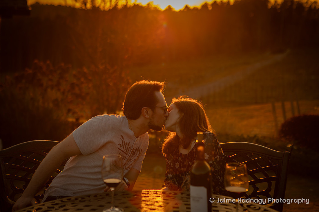 Sunset Engagement Photos at Mountain Brook Vineyards | Asheville Photographer