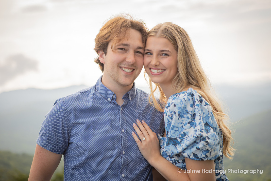Engagement Photos at an Overlook on the Blue Ridge Parkway | Asheville Photographer