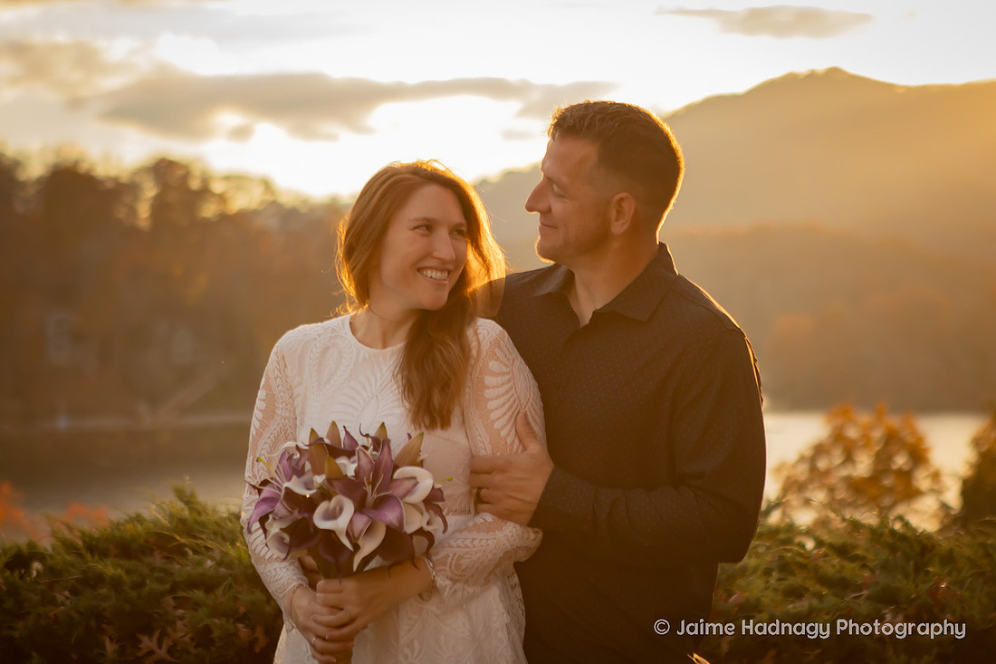 Bride and Groom at Inspiration Point Lake Junaluska | Wedding Photographer