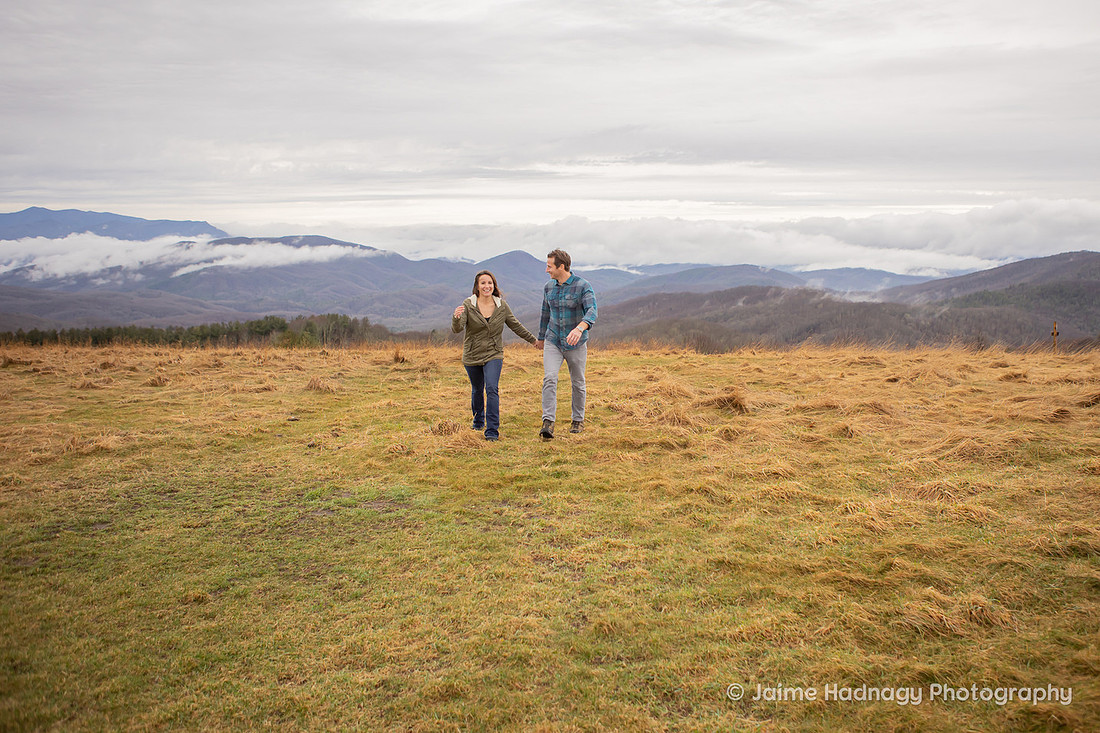 Hiking Engagement Session Asheville Photographer Max Patch