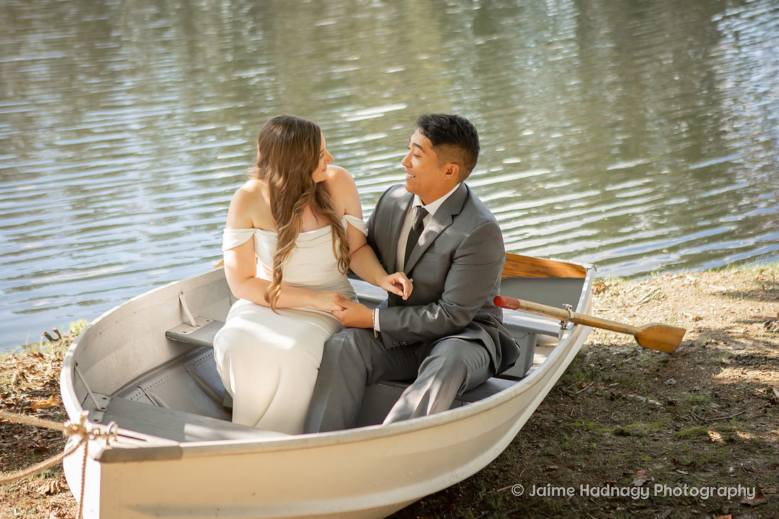 Wedding Portraits in a Row Boat | Asheville Elopement Photographer | Destination Wedding