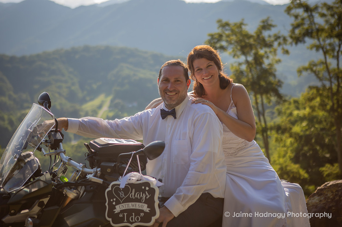 Wedding with Highland COws and Motorcycle | Asheville Elopement Photographer