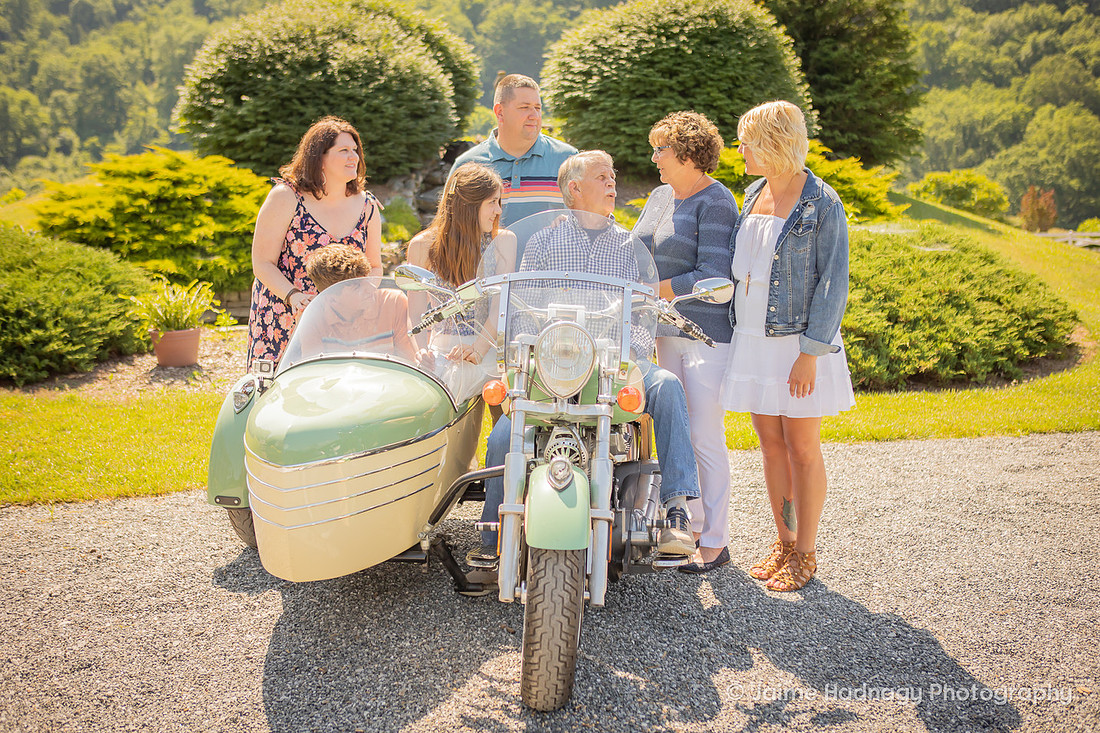 Asheville Family Photos with Motorcycle