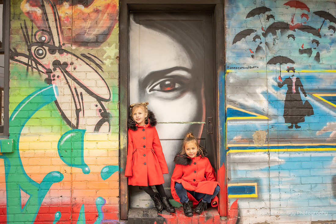 Family Photos in Asheville with Art and Graffiti