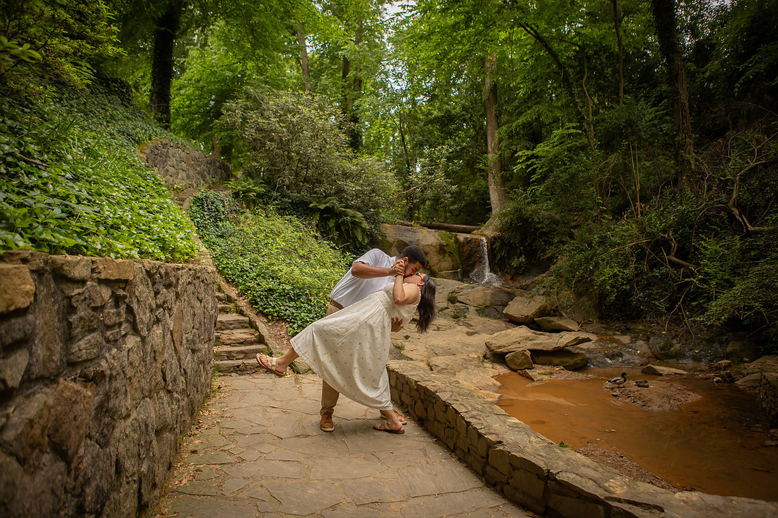 Engagement Photography in Falls Park in Greenville SC 