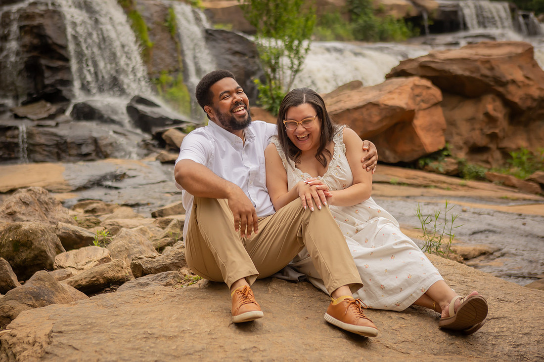 Couple Dancing Next to Waterfall in Falls Park Greenville