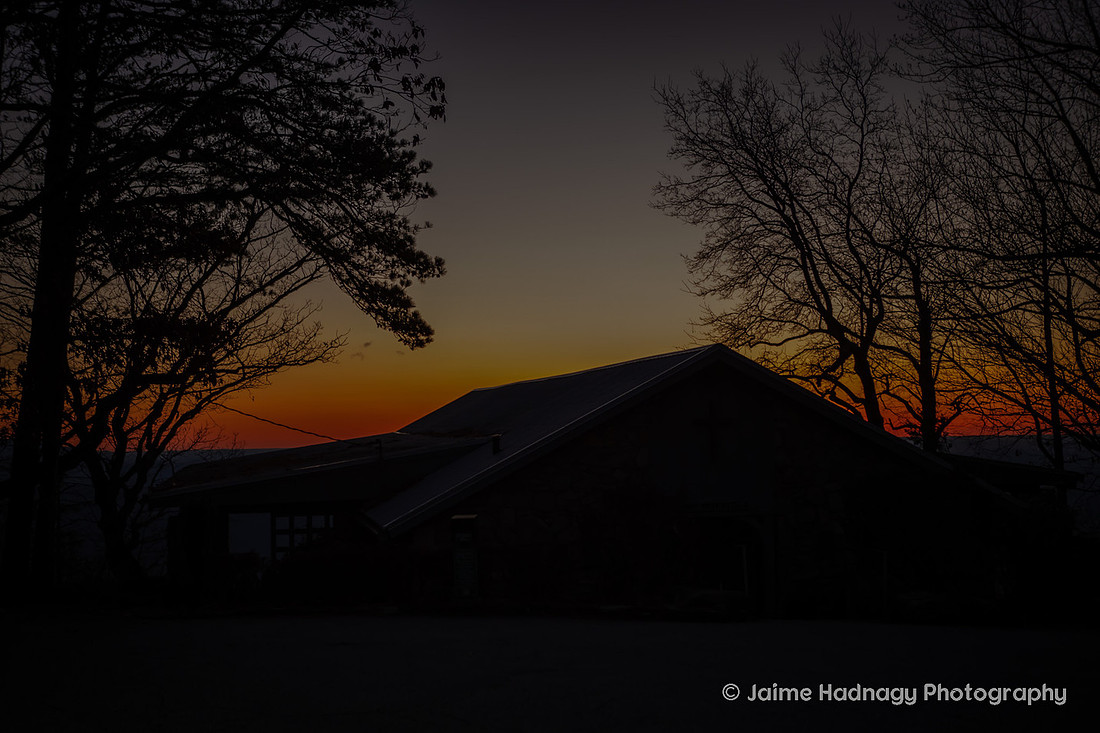 Silhouette of Pretty Place Chapel at Sunrise