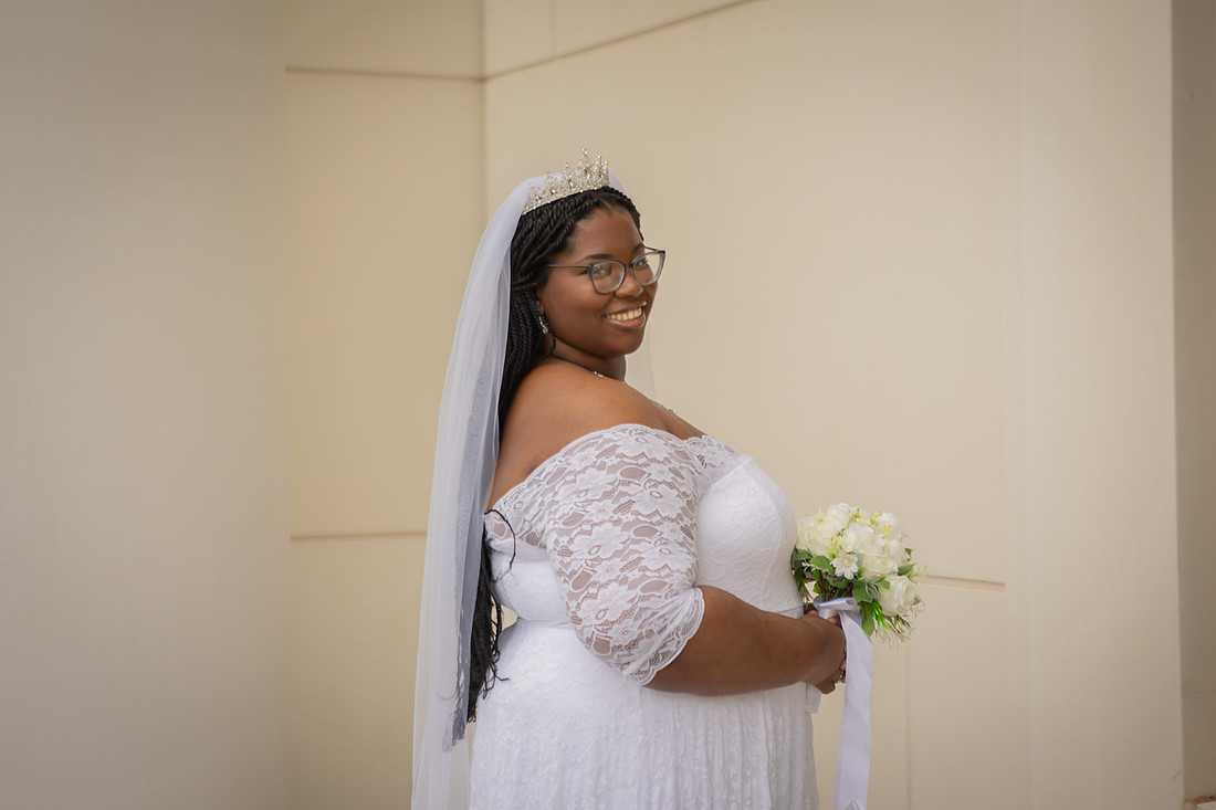 Bride outside of the Spartanburg Courthouse | Wedding Photographer