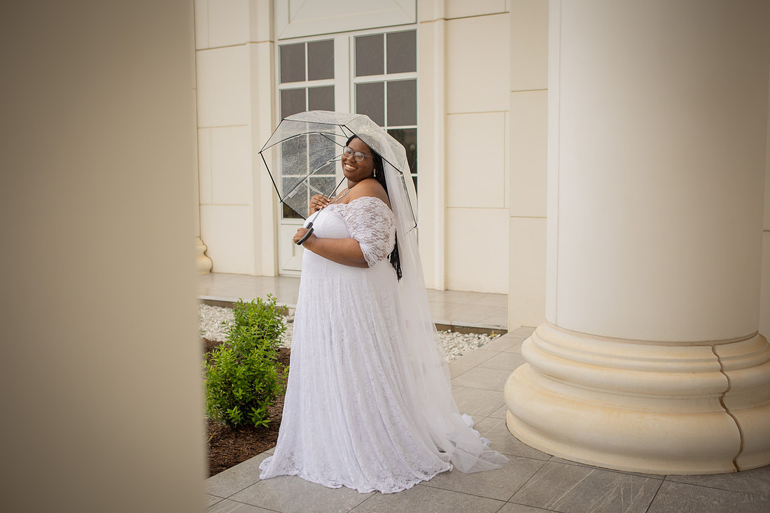 Bride outside of the Spartanburg Courthouse | Wedding Photographer