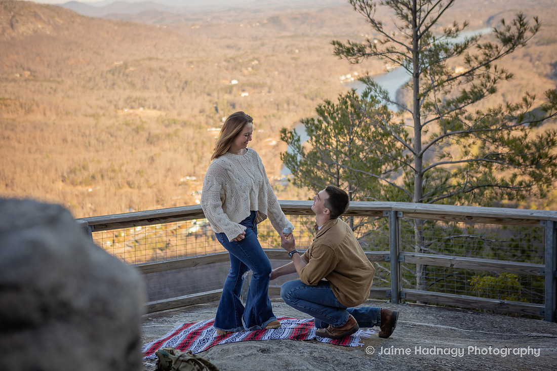 Chimney Rock Surprise Proposal | Asheville Engagement Photographer