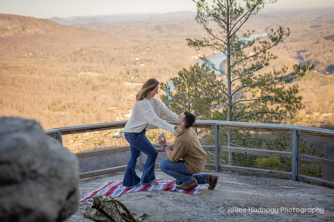 Chimney Rock Surprise Proposal | Asheville Engagement Photographer