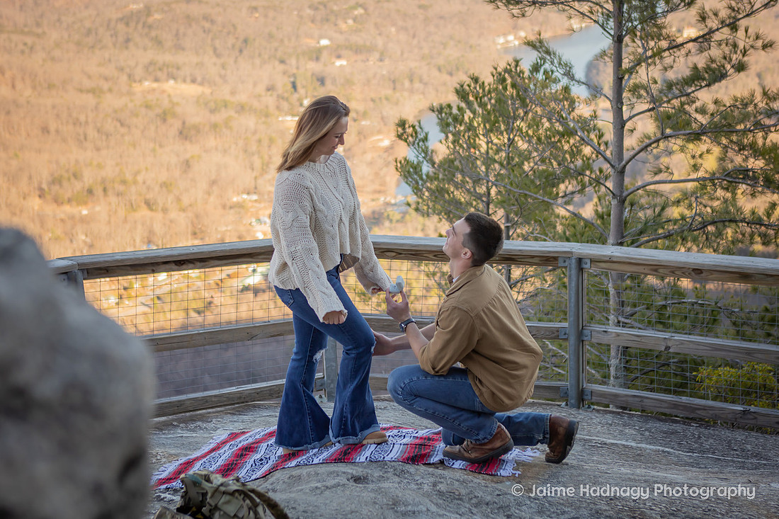 Chimney Rock Surprise Proposal | Asheville Engagement Photographer