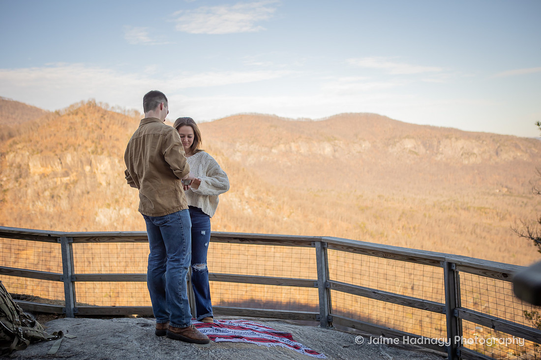Chimney Rock Surprise Proposal | Asheville Engagement Photographer