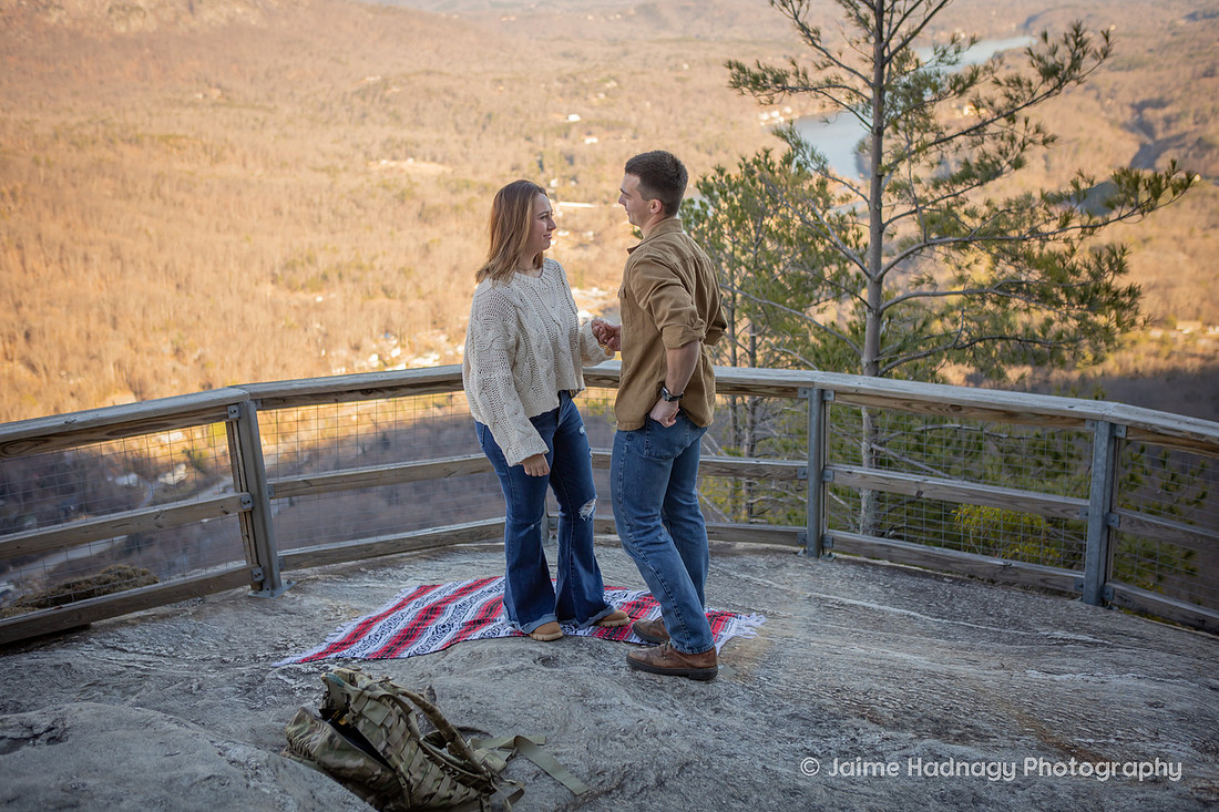 Engagement at Chimney Rock | WNC Proposal Photographer