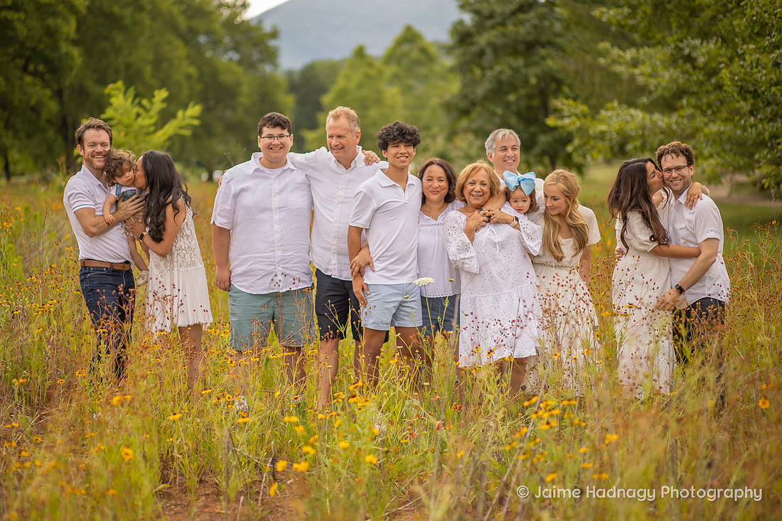Family Photoshoot in Asheville in Yellow Flower Field