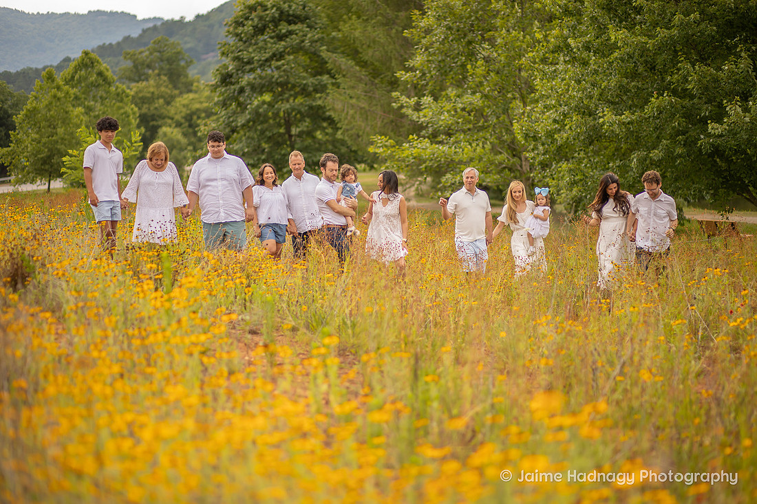 Family Photoshoot in Asheville in Yellow Flower Field