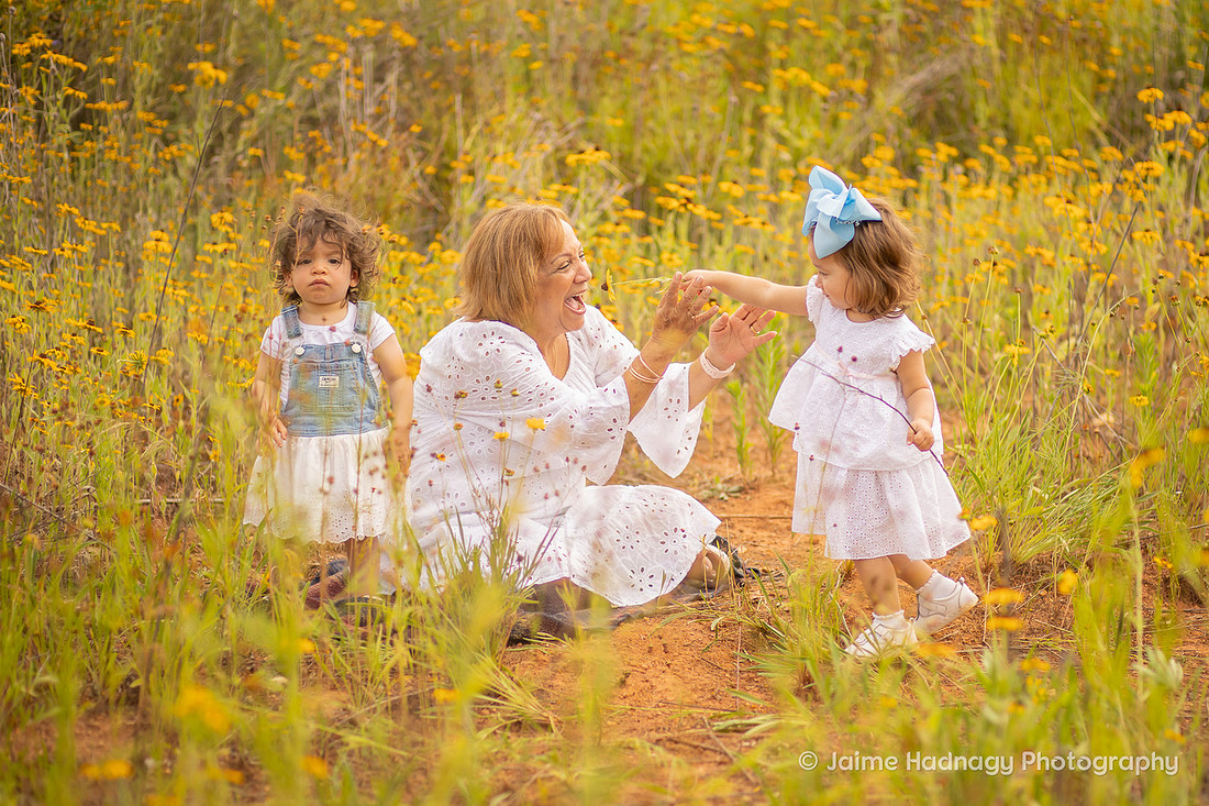 Outdoor Family Photoshoot in Asheville with Yellow Flowers