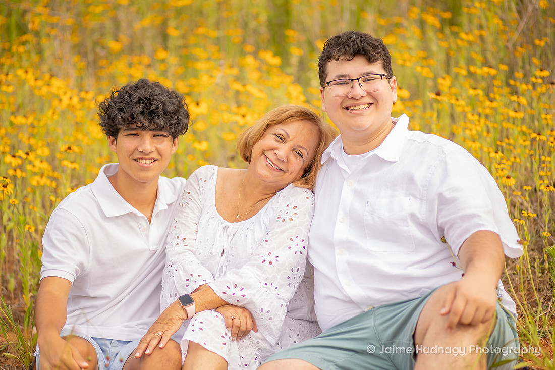 Outdoor Family Photoshoot in Asheville with Yellow Flowers