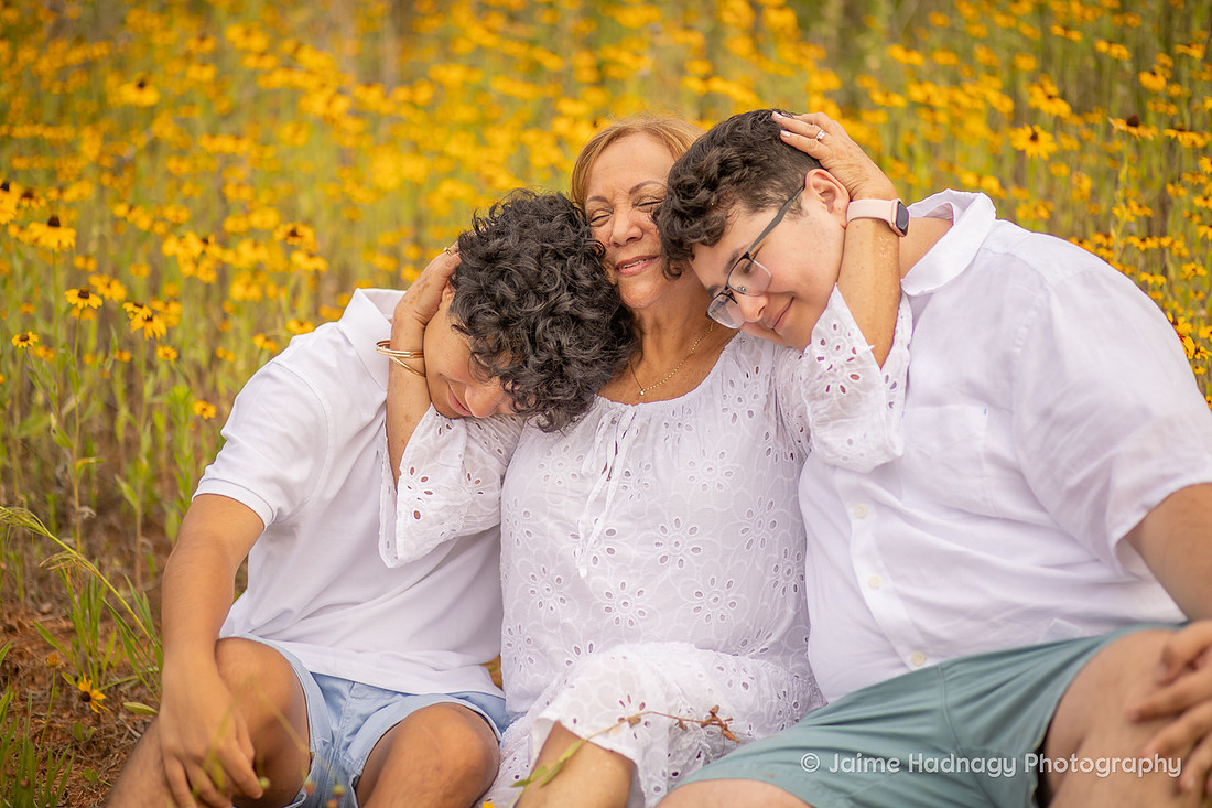 Outdoor Family Photoshoot in Asheville with Yellow Flowers