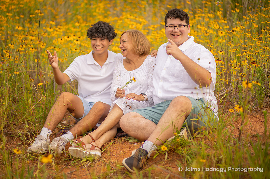 Outdoor Family Photoshoot in Asheville with Yellow Flowers