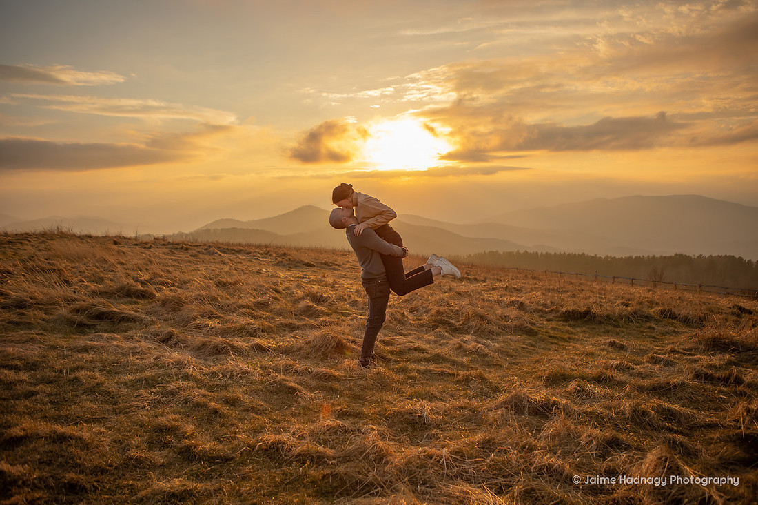 Beautiful Sunset Proposal at Max Patch | Asheville Photographer