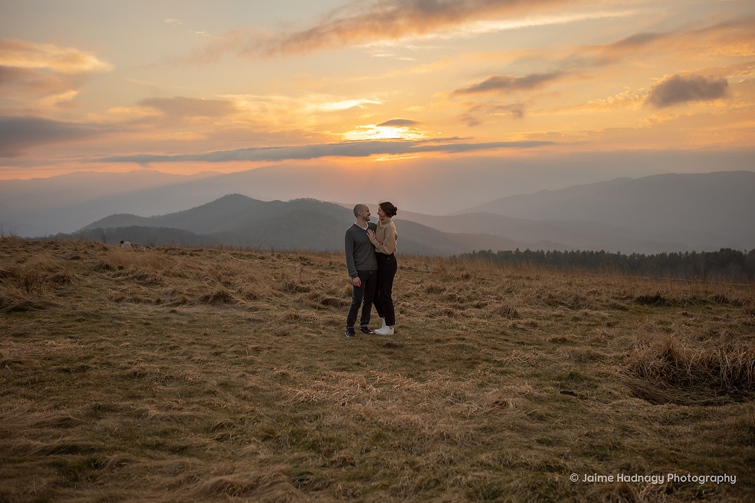 Sunset Engagement at Max Patch Hike | Asheville Proposal Photographer