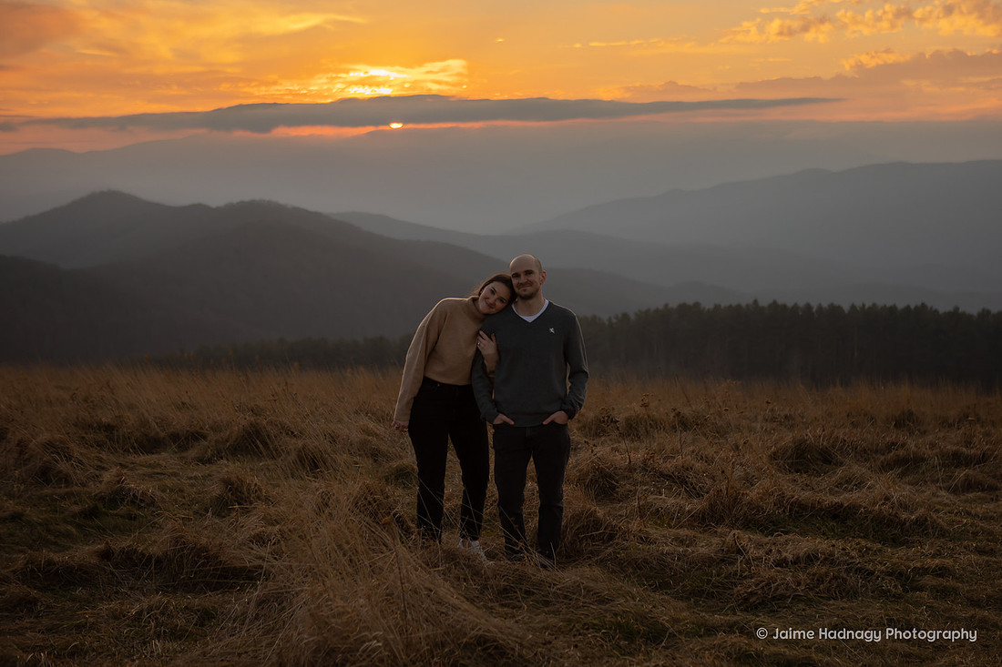 Engagement Shoot at Max Patch During Sunset in December