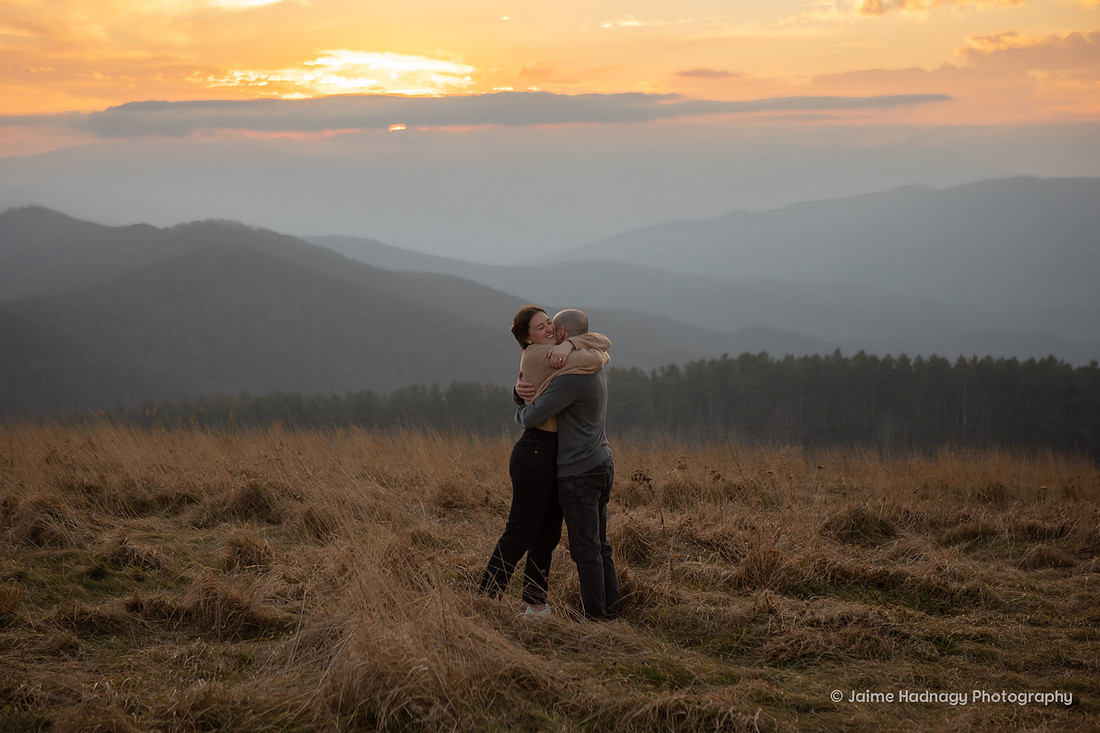 Engagement Shoot at Max Patch During Sunset in December