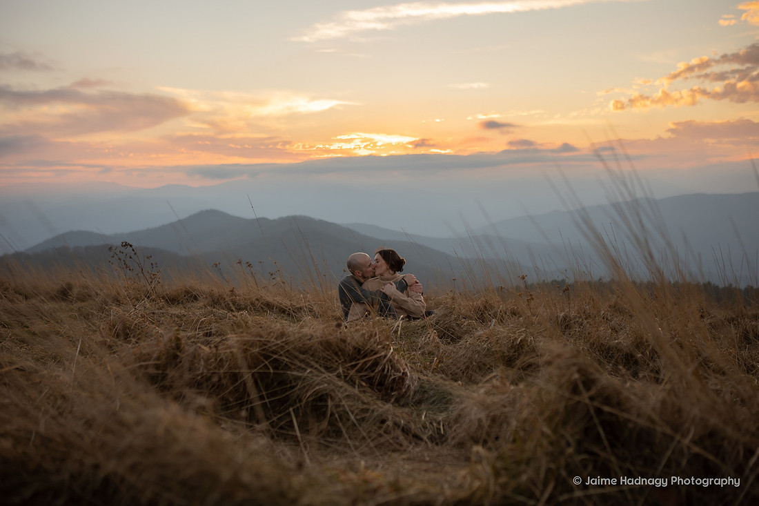 Engagement Shoot at Max Patch During Sunset in December