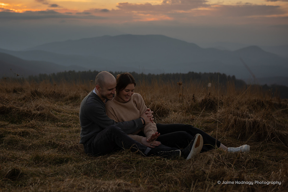 Engagement Shoot at Max Patch During Sunset in December