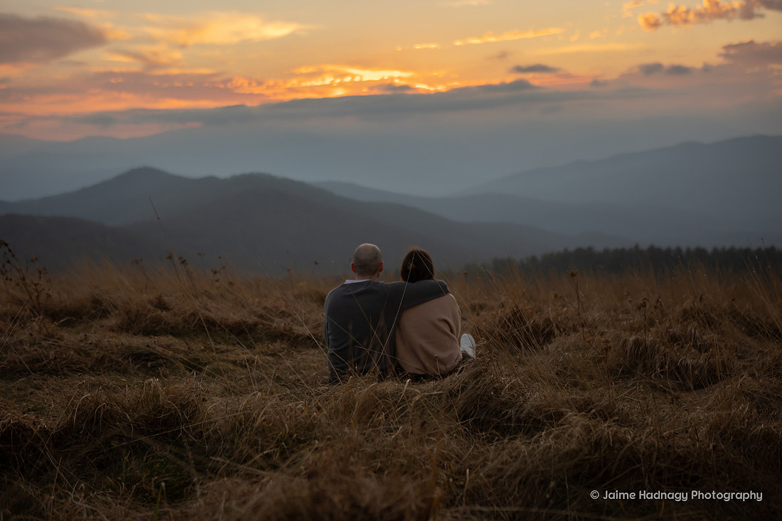 Engagement Shoot at Max Patch During Sunset in December