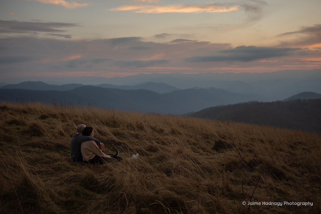 Engagement Shoot at Max Patch During Sunset in December