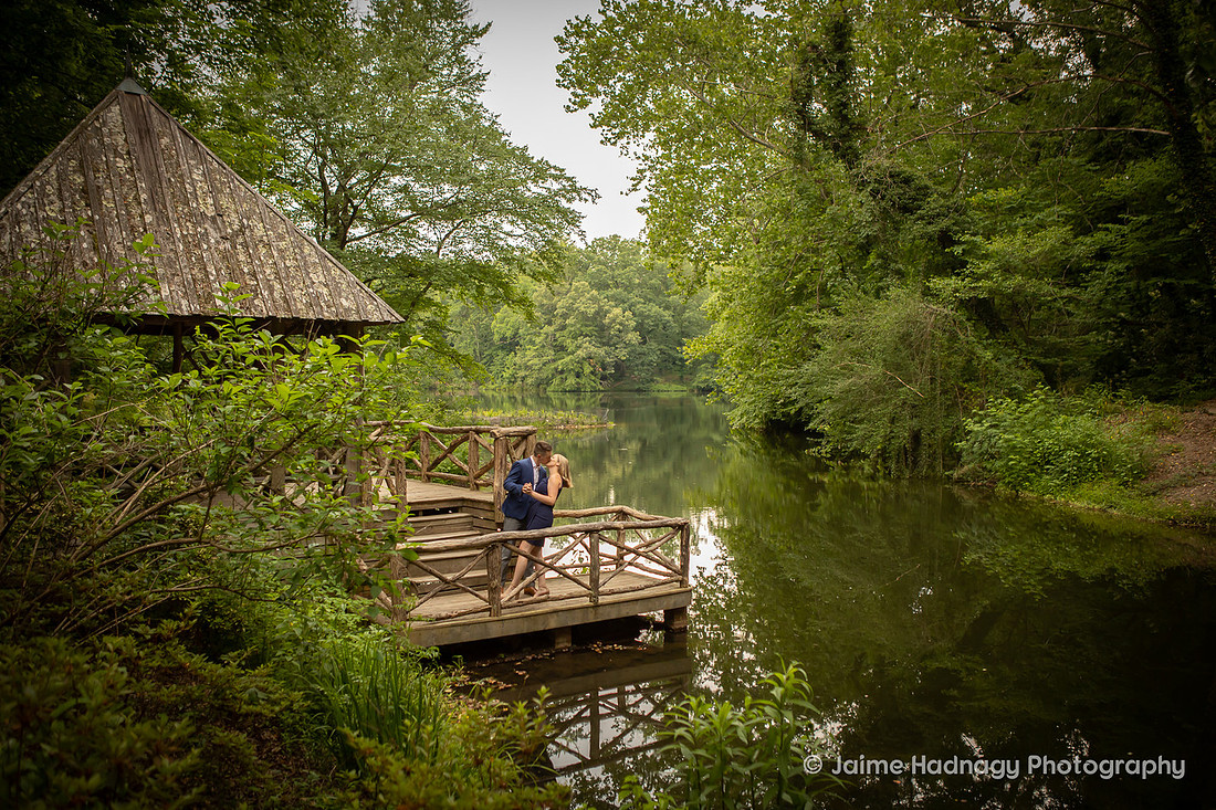 Romantic Engagement Photos at Bass Pond of Biltmore Estate