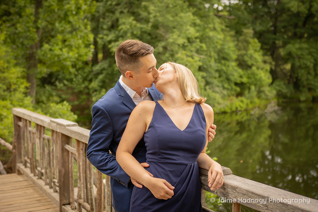 Romantic Engagement Photos at Bass Pond of Biltmore Estate