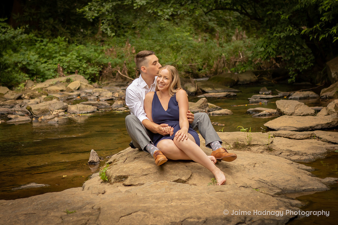 Fun Engagement Photos at The Bass Pond of Biltmore House | Asheville Photographer