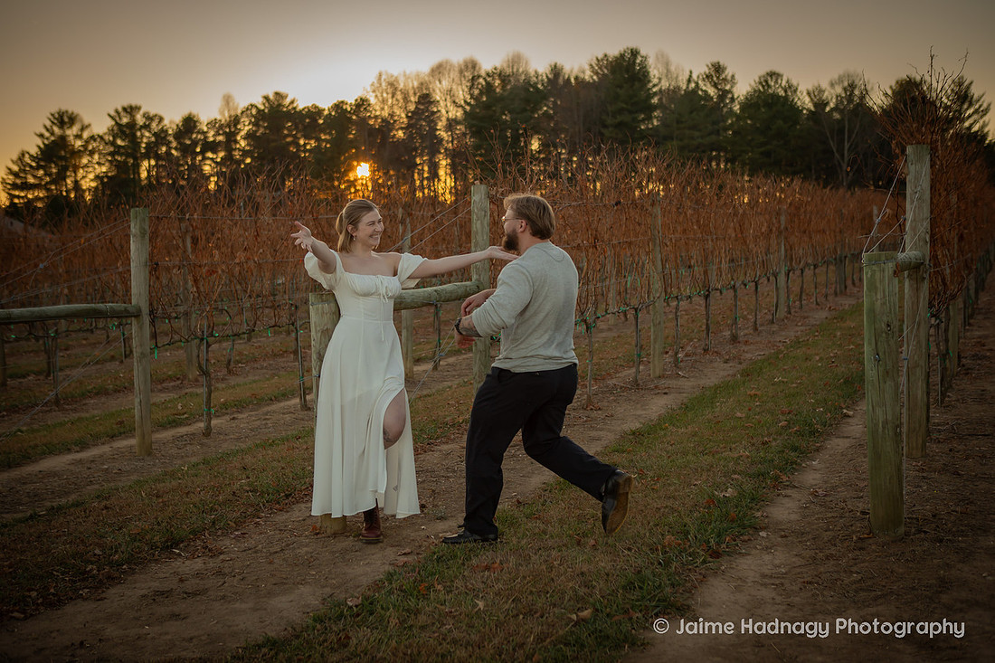 Beautiful Sunset Vineyard Proposal | Asheville Engagement Photographer