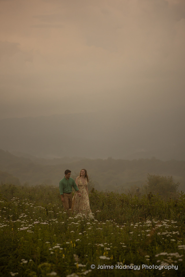 Foggy Evening Max Patch Engagement Pictures | Asheville Photographer