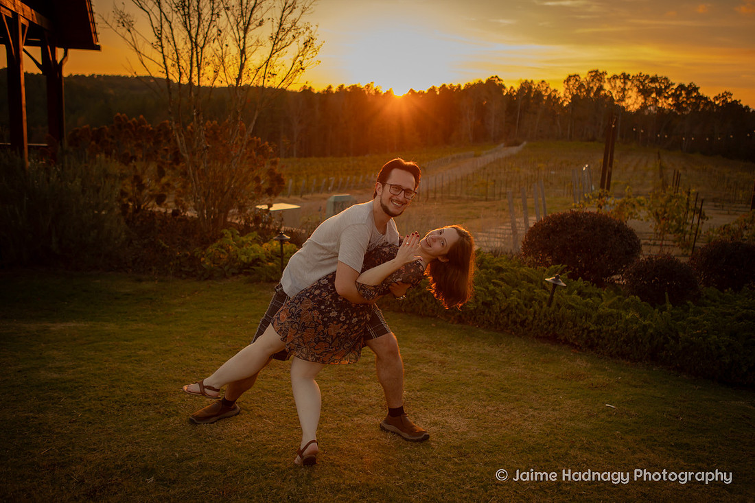 Beautiful Sunset Vineyard Engagement Session| Asheville Photographer