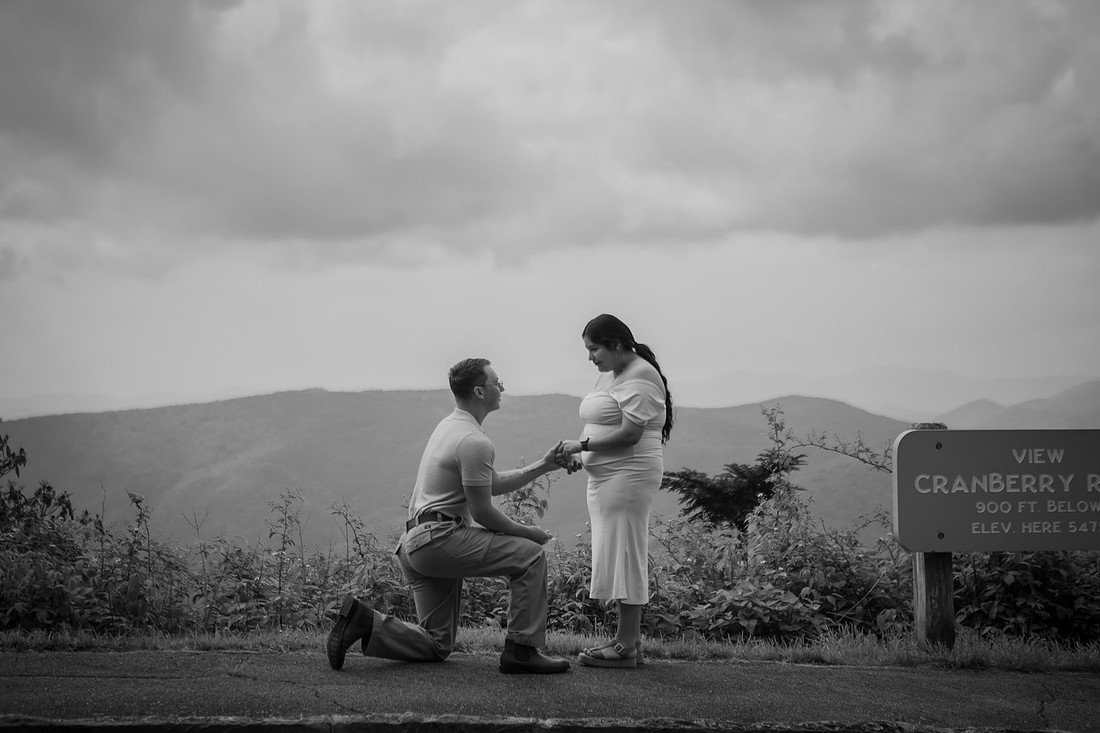 Mountain Proposal on the Blue Ridge Parkway in Maggie Valley in NC | WNC Engagement Photographer