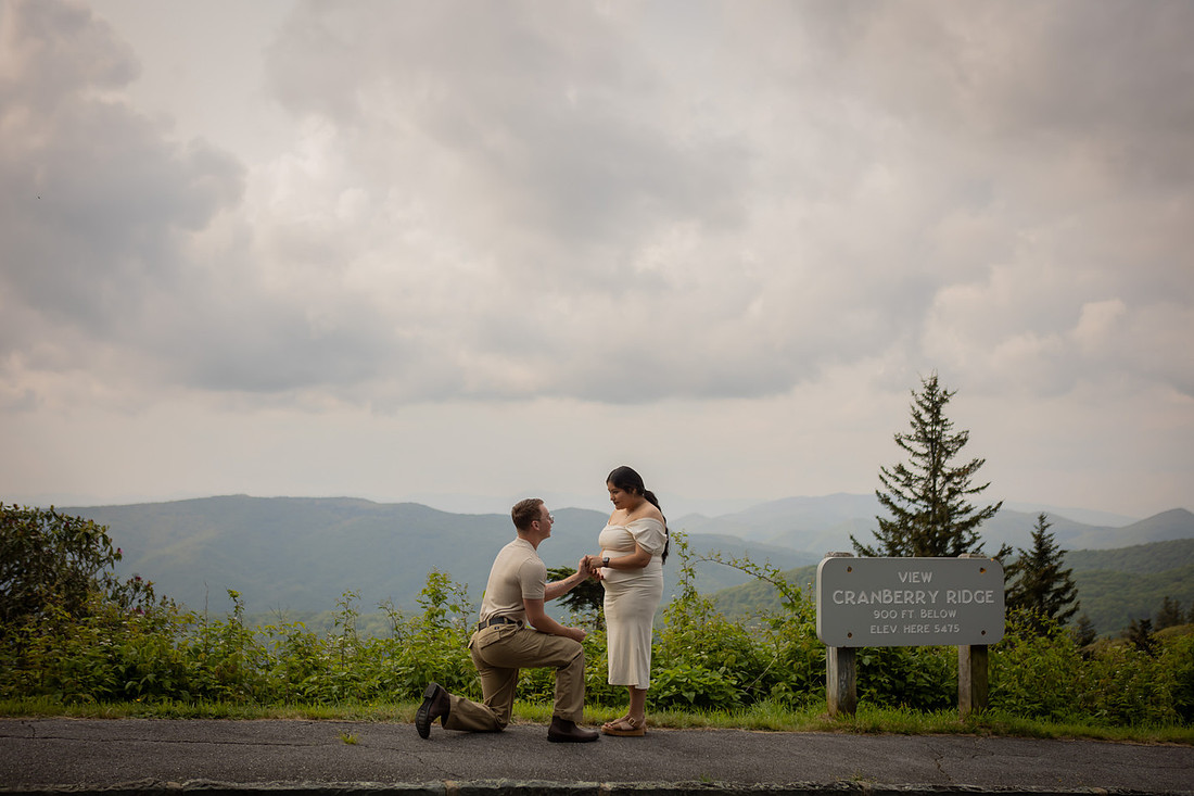 Mountain Proposal on the Blue Ridge Parkway in Maggie Valley in NC | WNC Engagement Photographer
