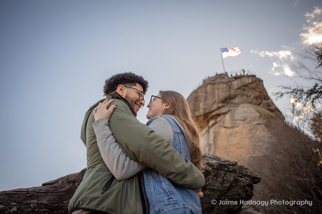 Chimney Rock Engagement | Black Mountain Proposal Photographer