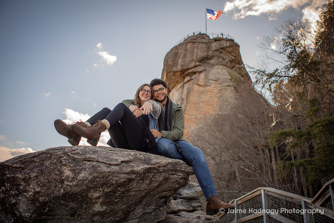 Chimney Rock Engagement | Black Mountain Proposal Photographer