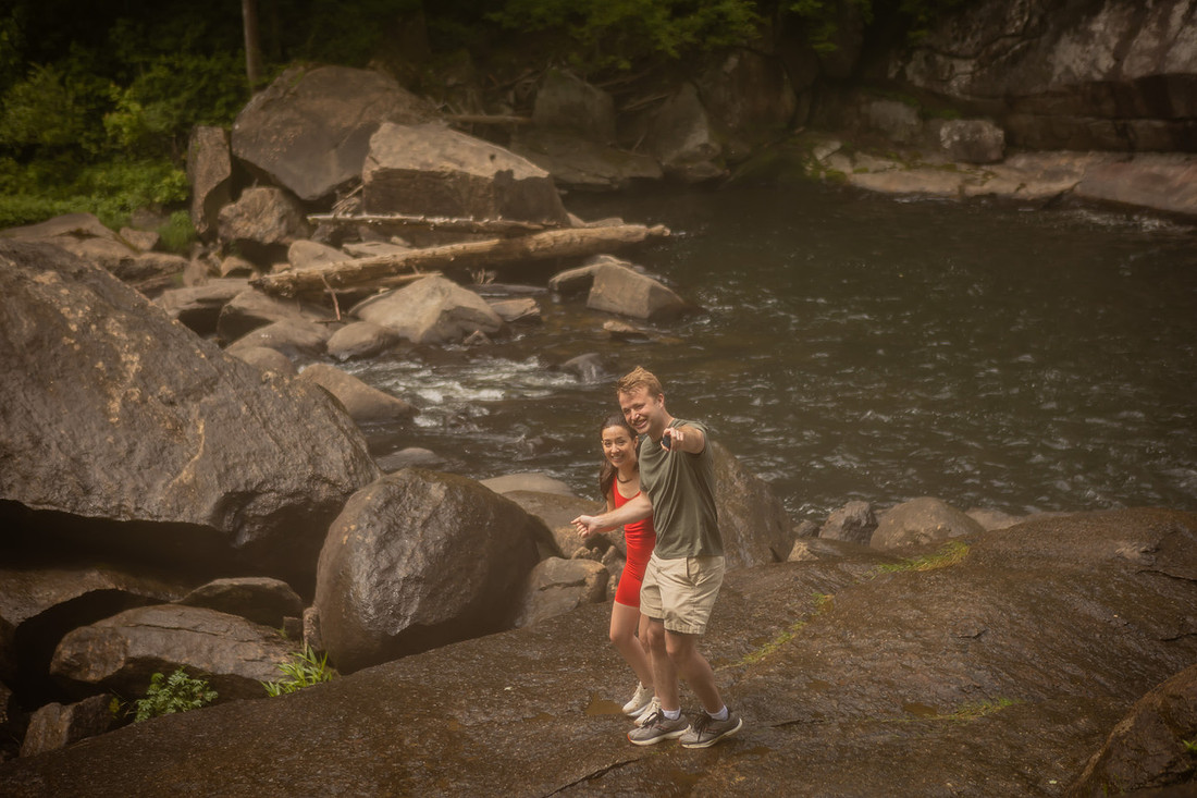 Waterfall Engagement Photos | Surprise Proposal Photographer in NC
