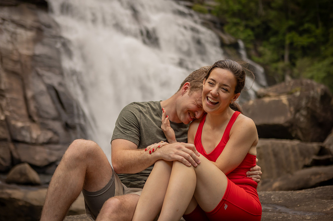 Waterfall Engagement Photos | Surprise Proposal Photographer in NC